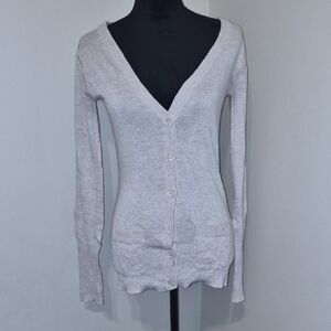 Aeropostale Women's Light Gray V-Neck Cardigan